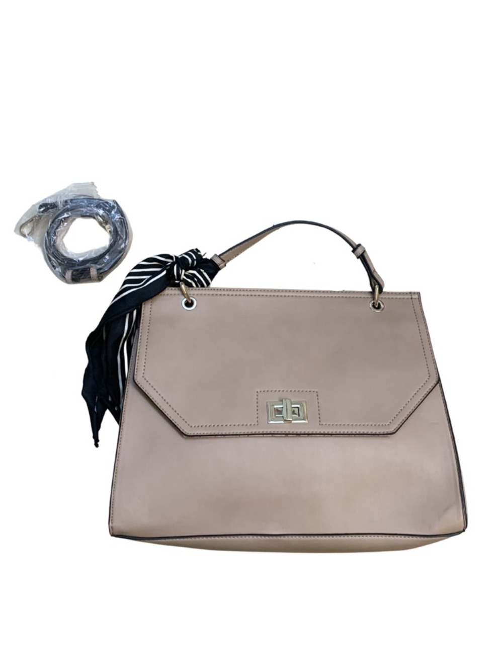 Kelly & Katie Tan Beige Structured Handbag Messenger Minimalist Capsule Luxe
